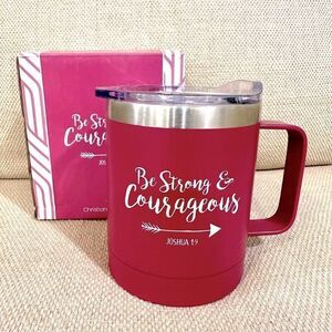 🩷3/$15🩷 Travel Coffee Mug, Camp Mug, Be Strong & Courageous Joshua 1:9